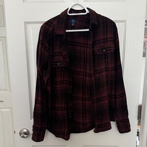 Men's Plaid Shirt - Black and Red
